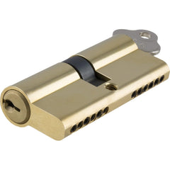 Euro Cylinder Key 6 Pin Polished Brass L70mm