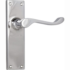 Door Lever Victorian Latch Pair Chrome Plated
