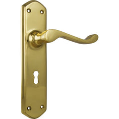 Door Lever Windsor Lock Pair Polished Brass