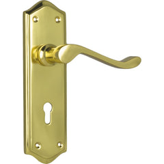 Door Lever Henley Lock Pair Polished Brass