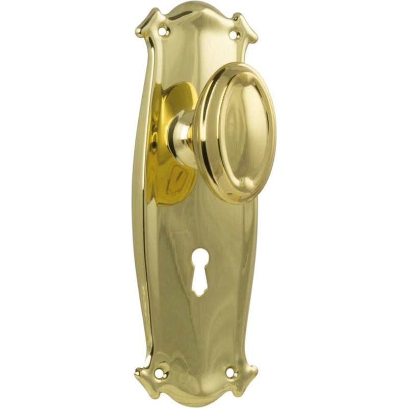 Door Knob Bungalow Lock Pair Polished Brass
