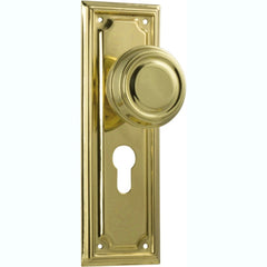 Door Knob Edwardian Euro Pair Polished Brass