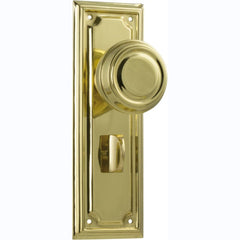 Door Knob Edwardian Privacy Pair Polished Brass