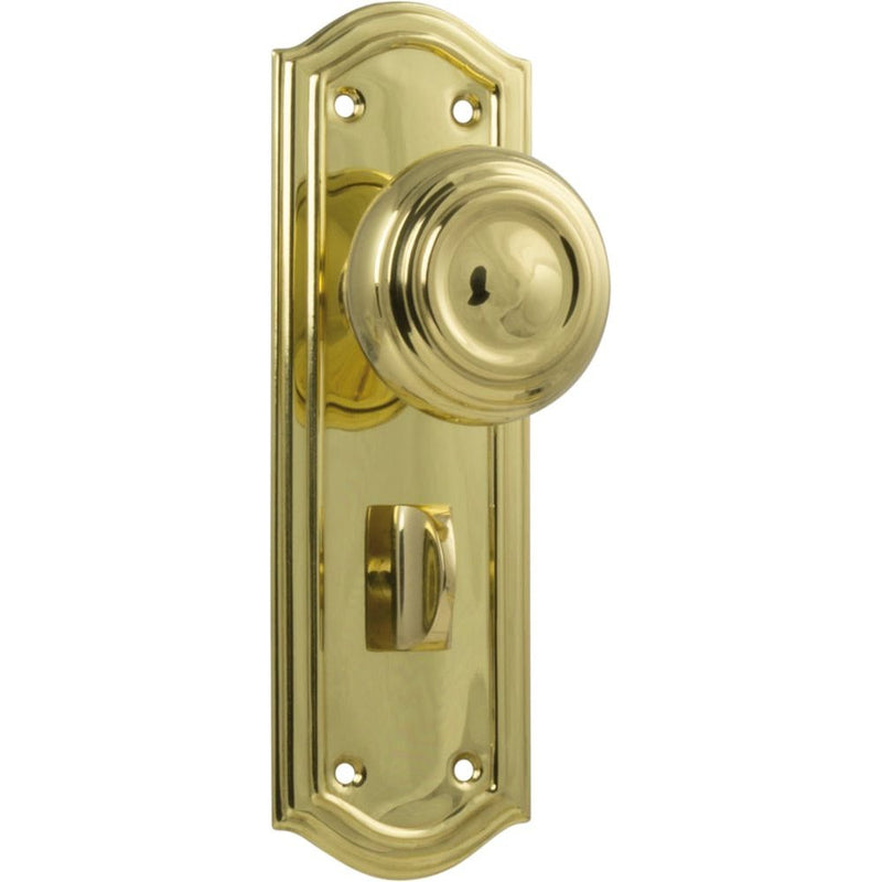 Door Knob Kensington Privacy Pair Polished Brass