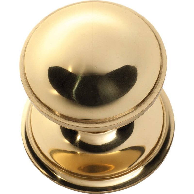 Centre Door Knob Round Polished Brass
