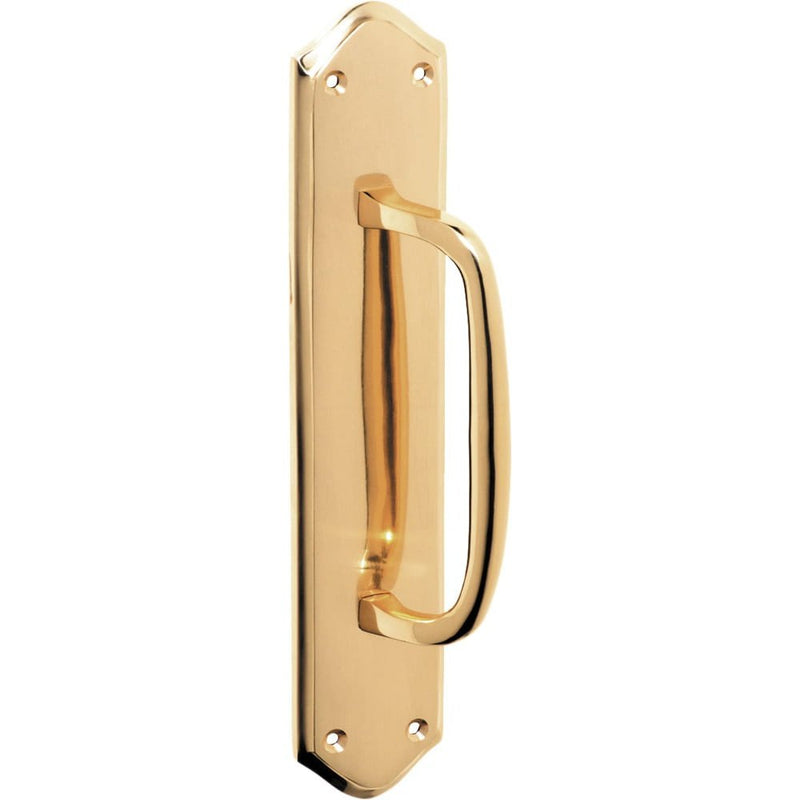 Pull Handle Offset Backplate Polished Brass