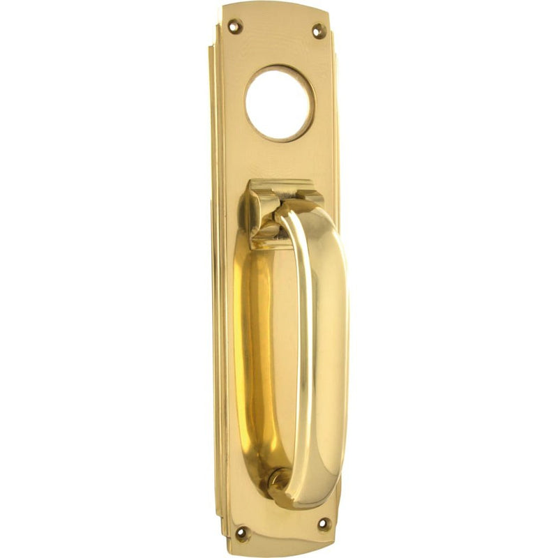 Pull Handle Knocker Art Deco Cylinder Hole Polished Brass