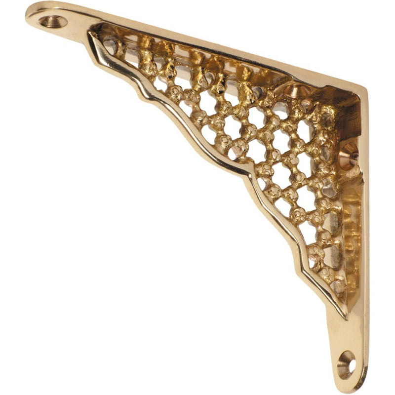 Shelf Bracket Ornate Polished Brass H80xP100mm