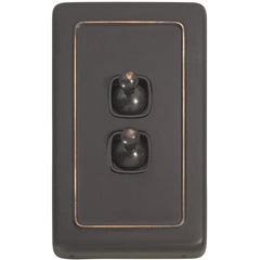 Switch Flat Plate Toggle 2 Gang Brown Antique Copper