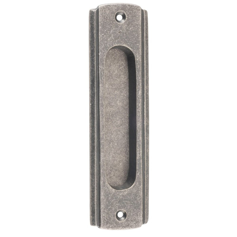 Sliding Door Pull Traditional Rumbled Nickel H150xW43mm