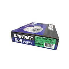 Coil Nail 45x2.5mm Gal Ring DuoFast Bx1800