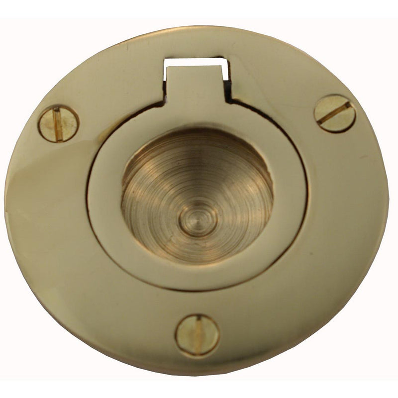 Flush Ring Pull Round 51mm Polished Brass