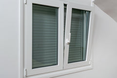 Double tilt and turn aluminum thermal break window with vertical fly screen and rolling shutter