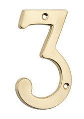 Numeral 3 Polished Brass H100mm