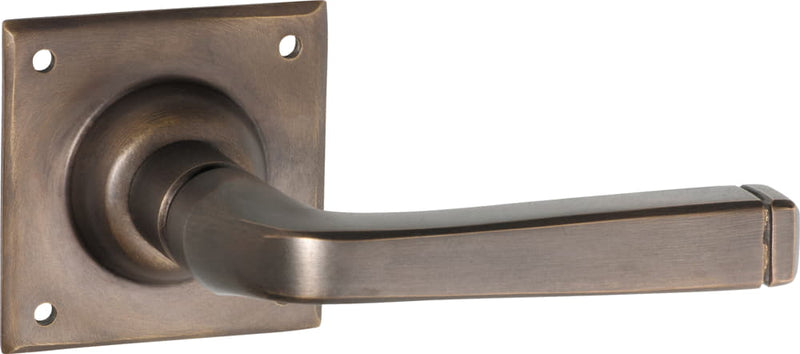 Door Lever Menton Square Rose Pair Antique Brass