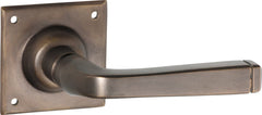 Door Lever Menton Square Rose Pair Antique Brass