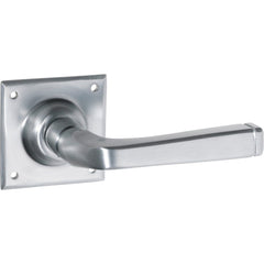 Door Lever Menton Square Rose Pair Satin Chrome