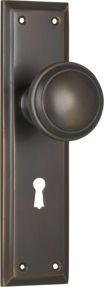 Door Knob Milton Lock Pair Antique Brass