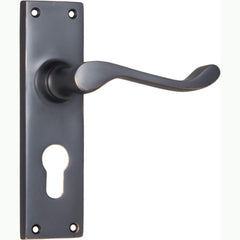 Door Lever Victorian Euro Pair Antique Copper