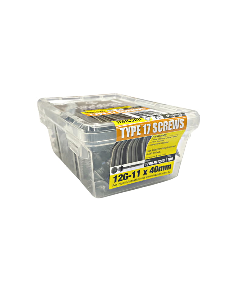 Screw Type 17 Hex 12g x 40mm Galvanised Box 100