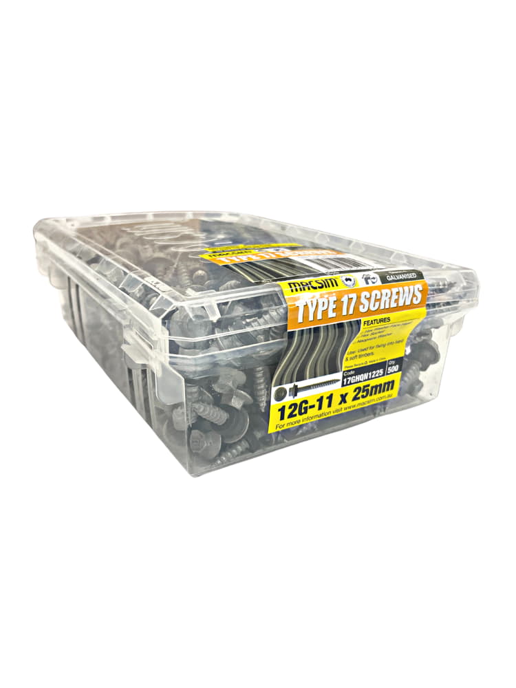 Screw Type 17 Hex 12g x 25mm Galvanised Box 500