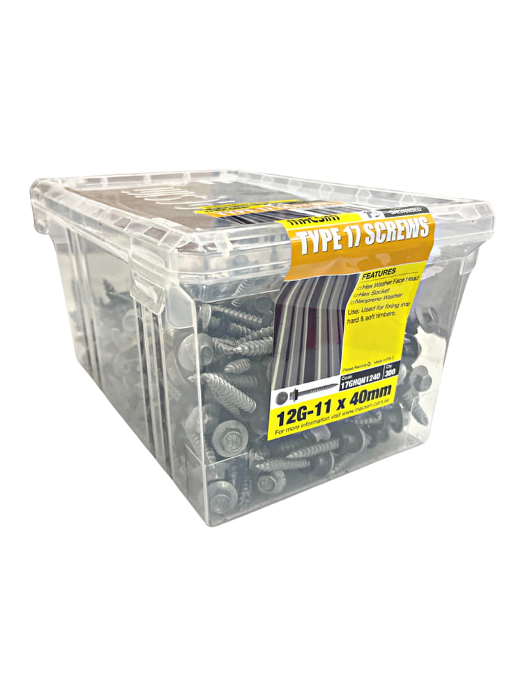 Screw Type 17 Hex 12g x 40mm Galvanised Box 300