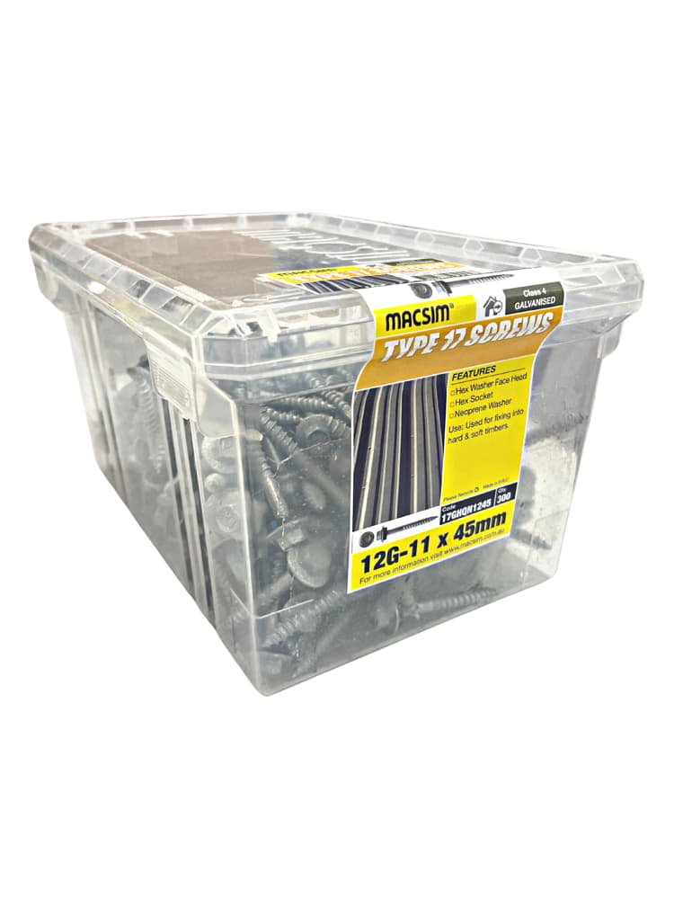 Screw Type 17 Hex 12g x 45mm Galvanised Box 300