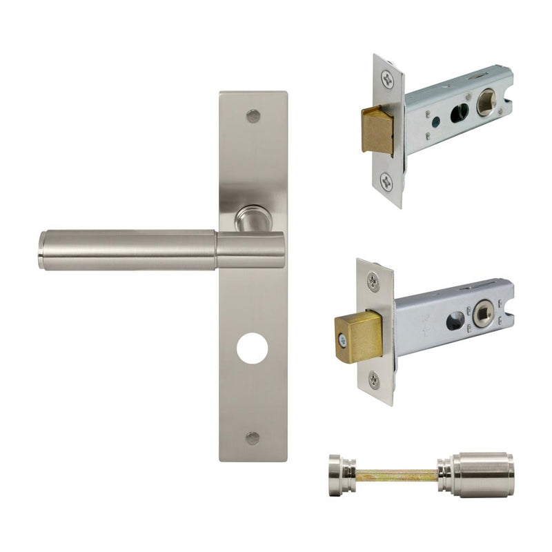 Verge Plain Lever Longplate Privacy Set Brushed Nickel