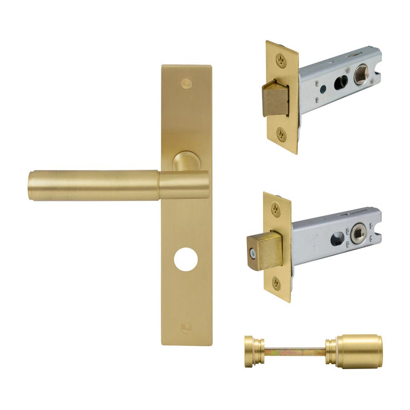 Verge Plain Lever Longplate Privacy Set Matt Satin Brass