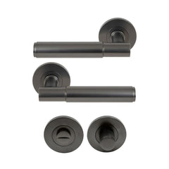 Verge Plain Lever Round Rose Privacy Set Graphite Nickel