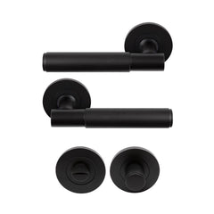 Verge Plain Lever Round Rose Privacy Set Matt Black