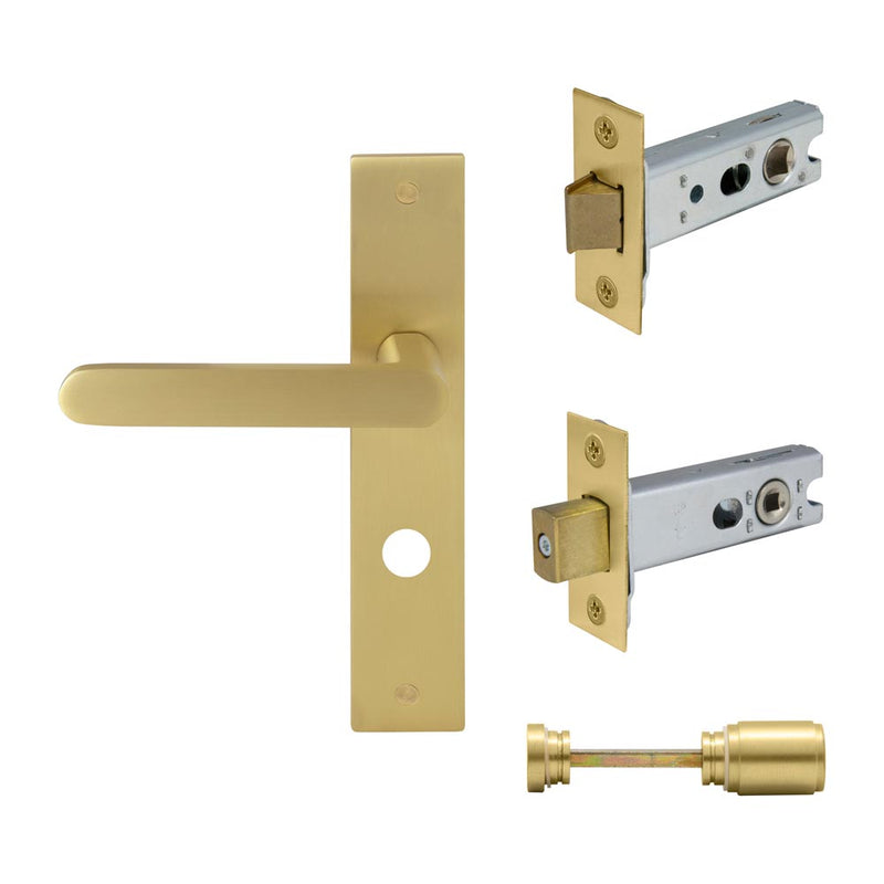 Windsor Modella Lever Longplate Privacy Set Matt Satin Brass