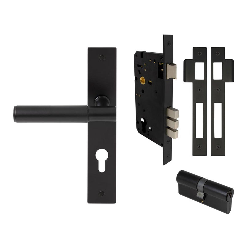 Verge Plain Lever Longplate Entrance Set CTC85 K/K Matt Black