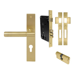 Verge Plain Lever Longplate Entrance Set CTC85 K/K Matt Satin Brass