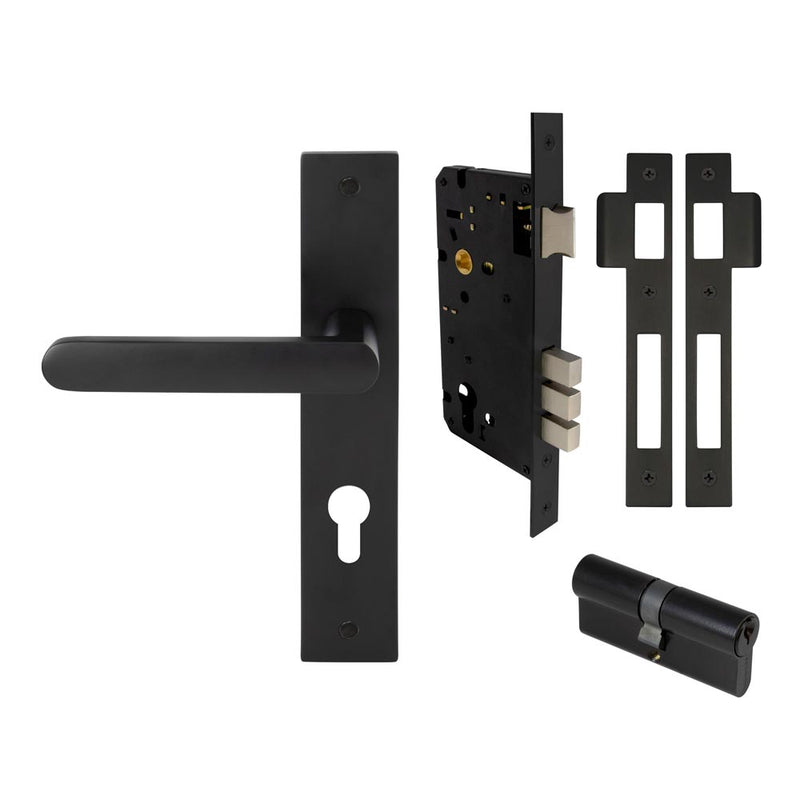 Windsor Modella Lever Longplate Entrance Set CTC85 K/K Matt Black