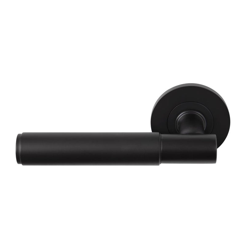 Verge Plain Lever Round Rose Passage Set Matt Black