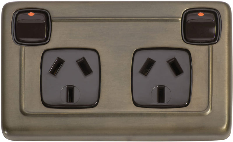Socket Flat Plate Rocker Double Brown Antique Brass