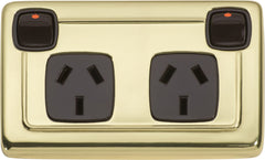 Socket Flat Plate Rocker Double Brown Polished Brass