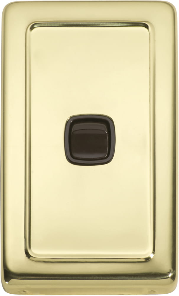 Switch Flat Plate Rocker 1 Gang Brown Polished Brass