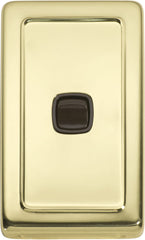 Switch Flat Plate Rocker 1 Gang Brown Polished Brass