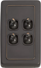 Switch Flat Plate Toggle 4 Gang Brown Antique Copper