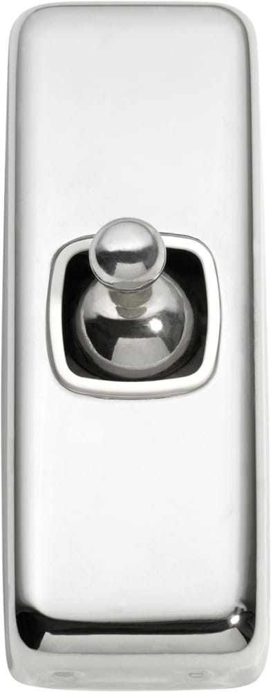 Switch Flat Plate Toggle 1 Gang White Chrome Plated