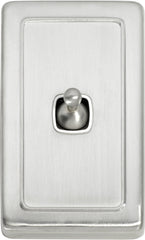 Switch Flat Plate Toggle 1 Gang White Satin Chrome