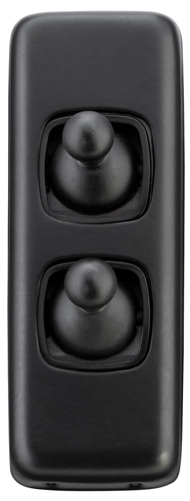 Switch Flat Plate Toggle 2 Gang Matt Black