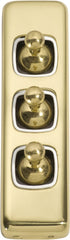 Switch Flat Plate Toggle 3 Gang White Polished Brass