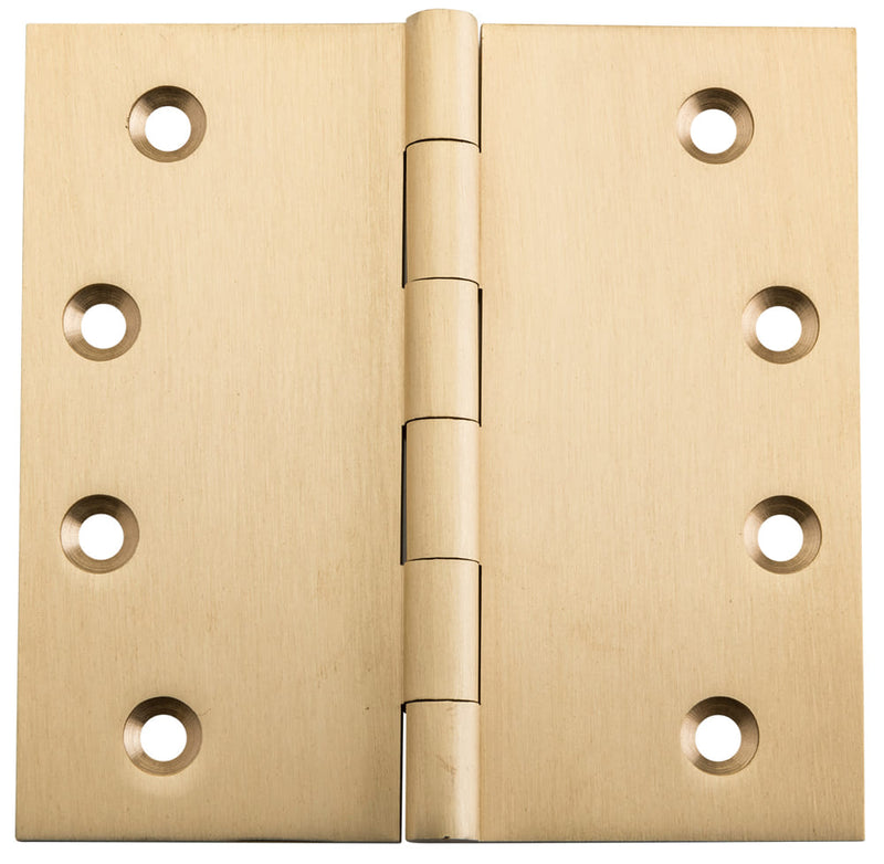 Hinge Fixed Pin Unlacquered Satin Brass H100xW100mm
