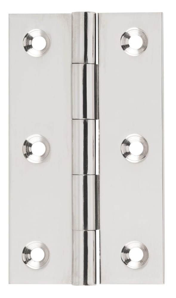 Hinge Fixed Pin Polished Nickel H89xW50mm