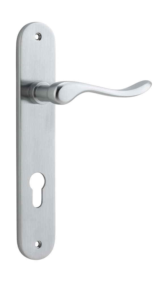Door Lever Stirling Oval Euro Pair Brushed Chrome