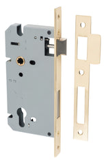 Mortice Lock Euro Polished Brass CTC85mm Backset 60mm