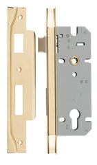 Mortice Lock Euro Rebated Polished Brass CTC85mm Backset 45mm
